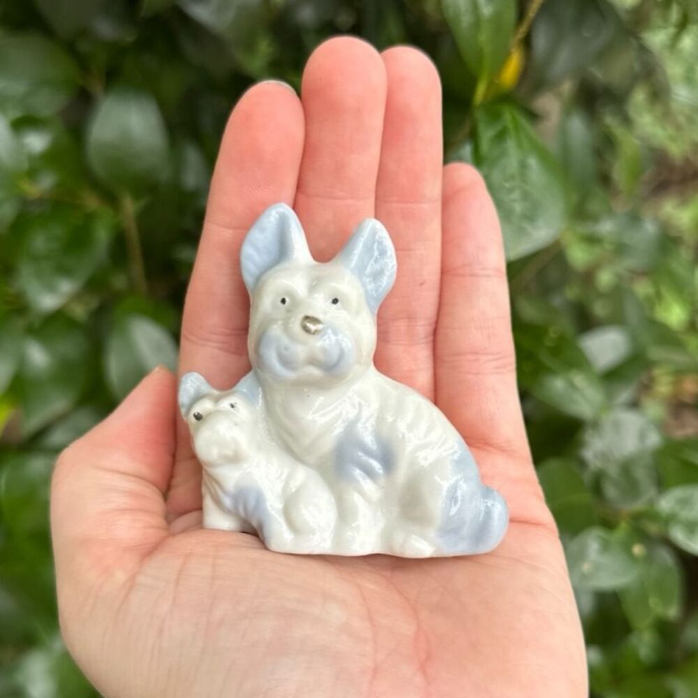 Vintage Bisque Ceramic Figurine Trinket Shelf Figures Terrier Dogs Westie Scotty